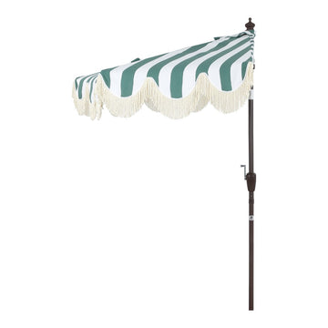 Beverly 9 ft. Designer Classic Scalloped Fringe Half Market Patio Umbrella